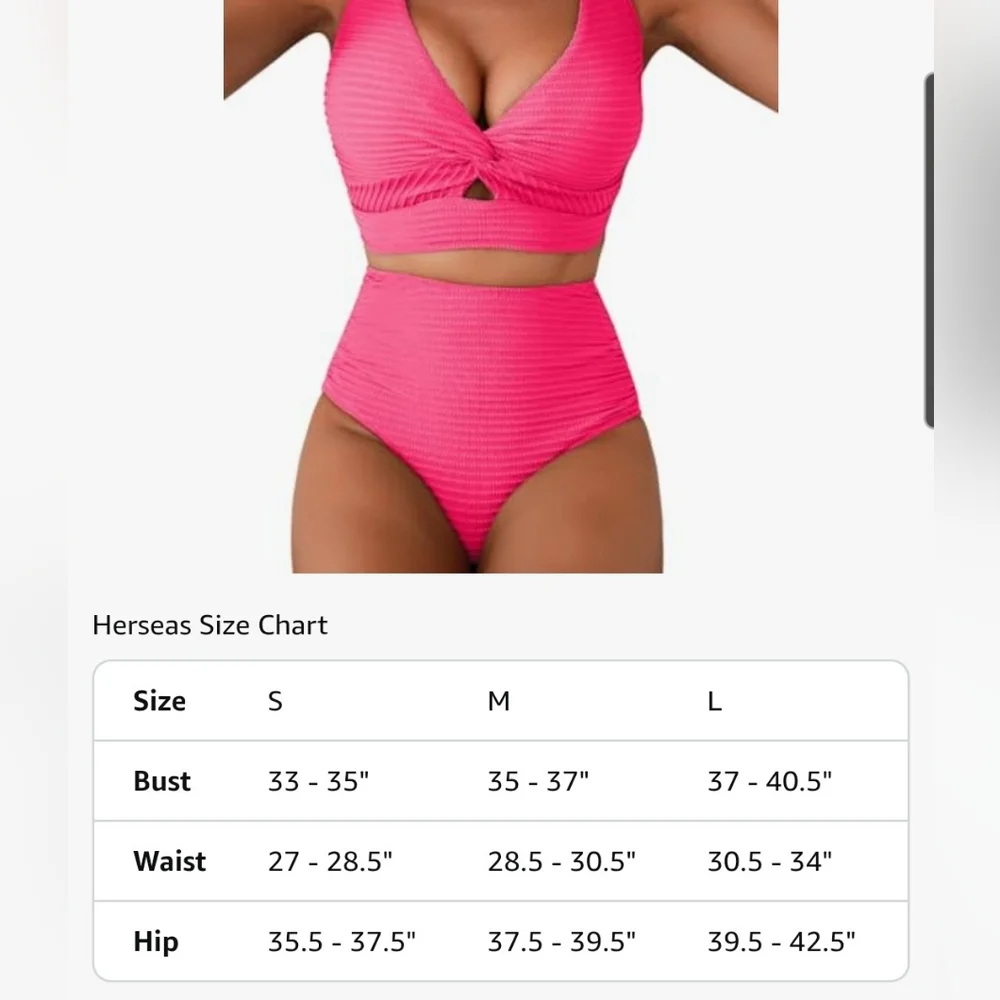 Vibrant Pink Ribbed Bikini Set size small